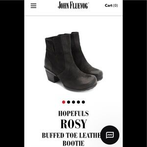 John Fluevog Hopefuls Rosy Buffed Toe Leather Bootie, size 5.5